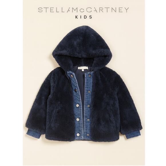 Stella McCartney Kids Faux Fur & Denim Hooded Jacket – Size 8 (130/64) - Picture 1 of 11